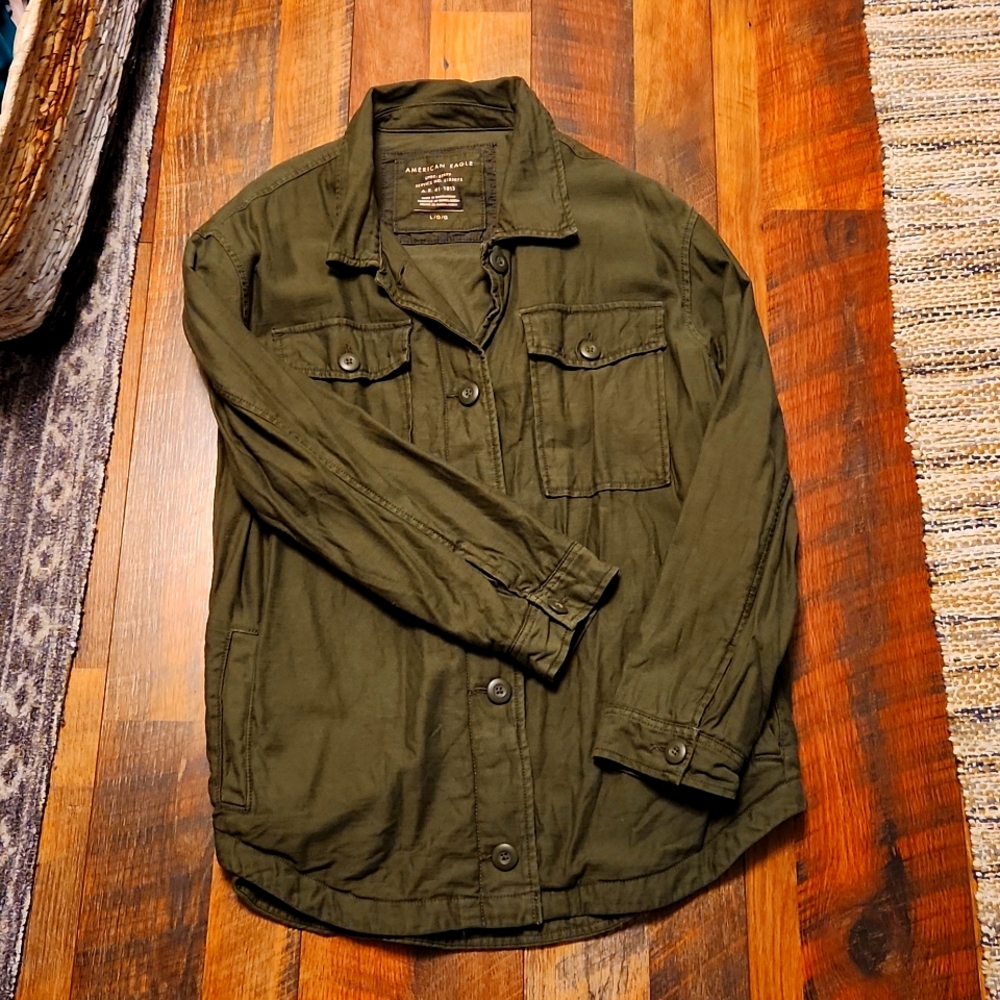 American eagle army green shacket
